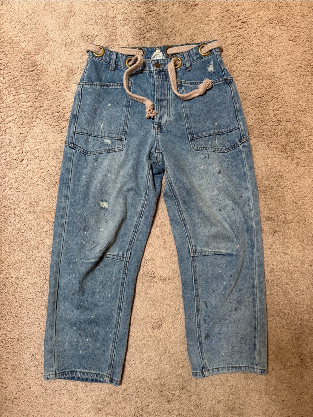 BiBi Washed Blue Relaxed Painter-Style Jeans